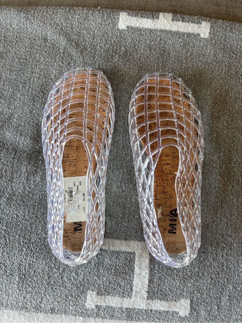 Steve Madden Clear Woven Jelly Slip-On Flats Cork Insole Round Toe US 7 - Picture 1 of 7